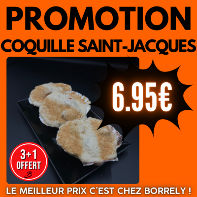 PROMO : Coquille de Saint-Jacques à 6.95€ - 3+1