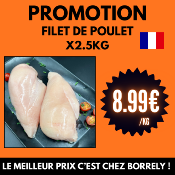 Foire � la volaille : Filet de poulet � 8.99�/kg x2.5kg