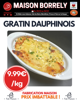 PROMO : Gratin dauphinois 200g à 9.99€ /kg ! 