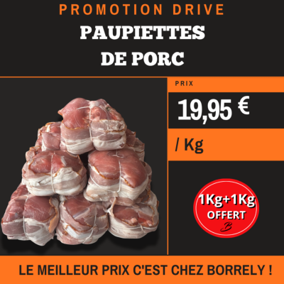 PROMO : Paupiettes de porc 1kg acheté = 1kg OFFERT 