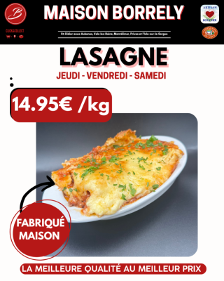 PROMO : Lasagnes 400g à 14.95 €/kg