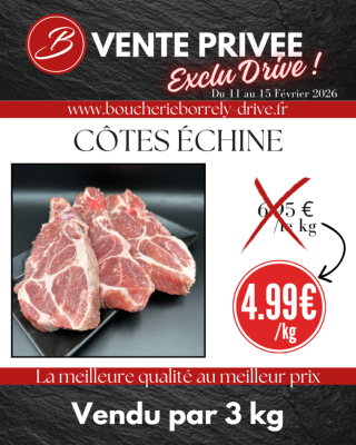 VENTE PRIVÉE : Côtes de porc échine à 4.99€/kg - x3kg 