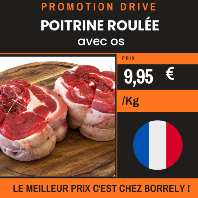 PROMO Poitrine roulée de boeuf à 9,95€/Kg