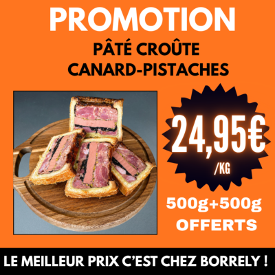 Pâté croûte canard pistaches : 500g+500g OFFERTS !