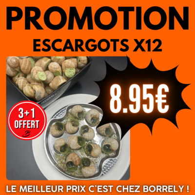 PROMO : Escargots X12 à 8.95€ - 3+1