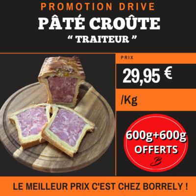 Tranche pâté croûte TRAITEUR 600g + 600g OFFERTS