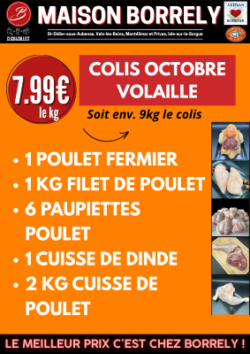 Colis d'Octobre : Volaille à 7.99€ /kg 