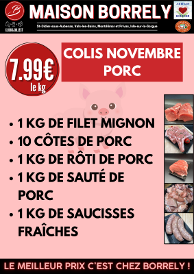 Colis de Novembre à 7.99 € le kg !
