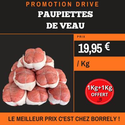 PROMO : Paupiette de veau 1kg acheté = 1 kg offert 